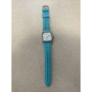 JUDITH RIPKA Stainless Steel Blue Rubber Mother of Pearl Watch - NEEDS BATTERY
